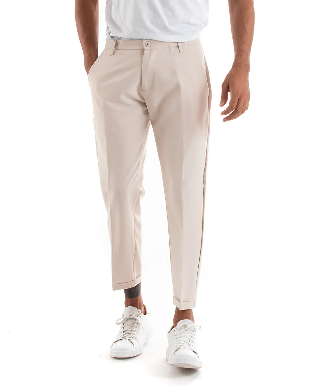 Abito Uomo Doppiopetto Vestito Viscosa Completo Giacca Pantaloni Beige Sportivo Elegante Cerimonia GIOSAL-OU2159A