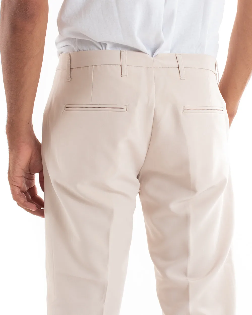 Abito Uomo Doppiopetto Vestito Viscosa Completo Giacca Pantaloni Beige Sportivo Elegante Cerimonia GIOSAL-OU2159A