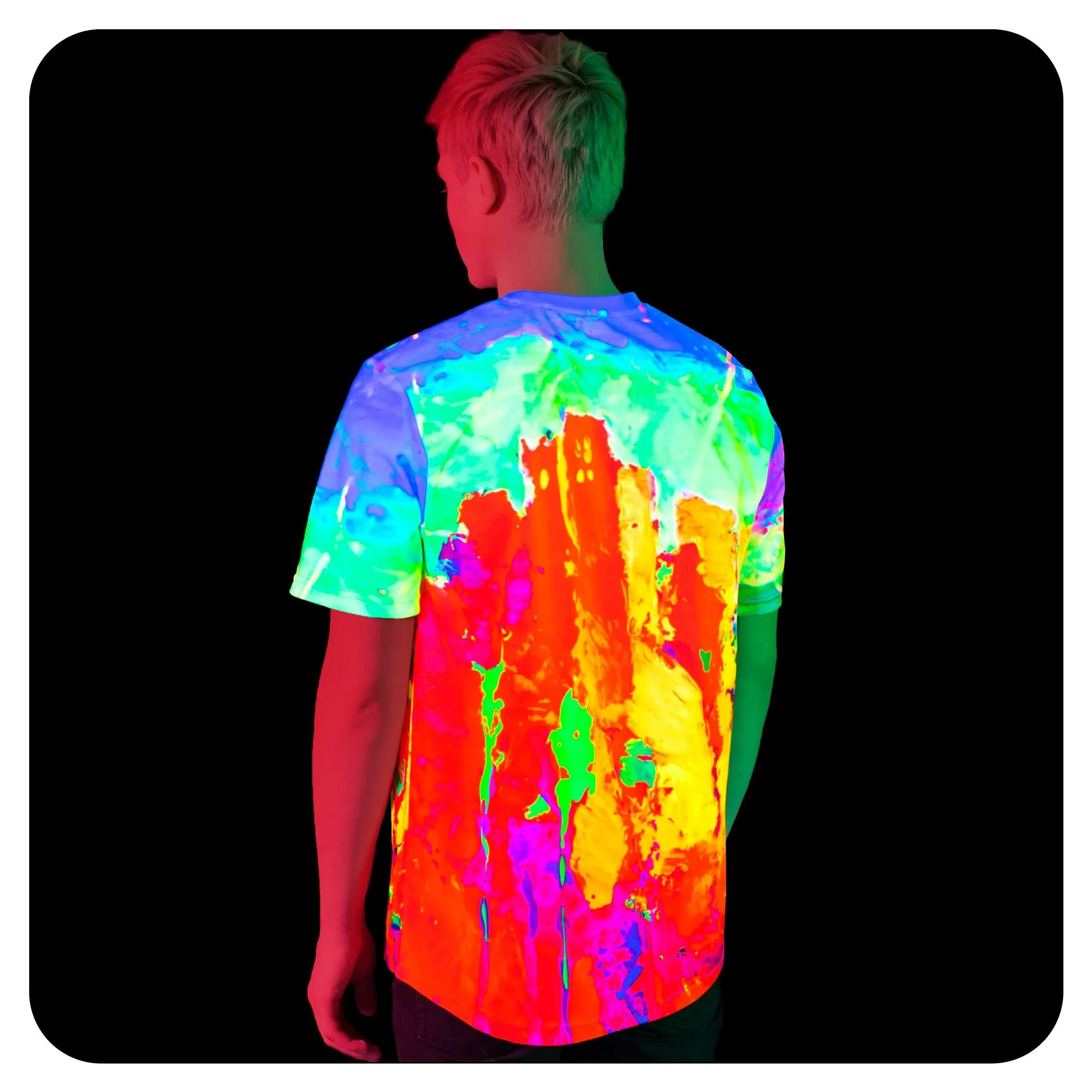 Acid Rave Tshirt Glow in Ultraviolet Fluorescent Drip City