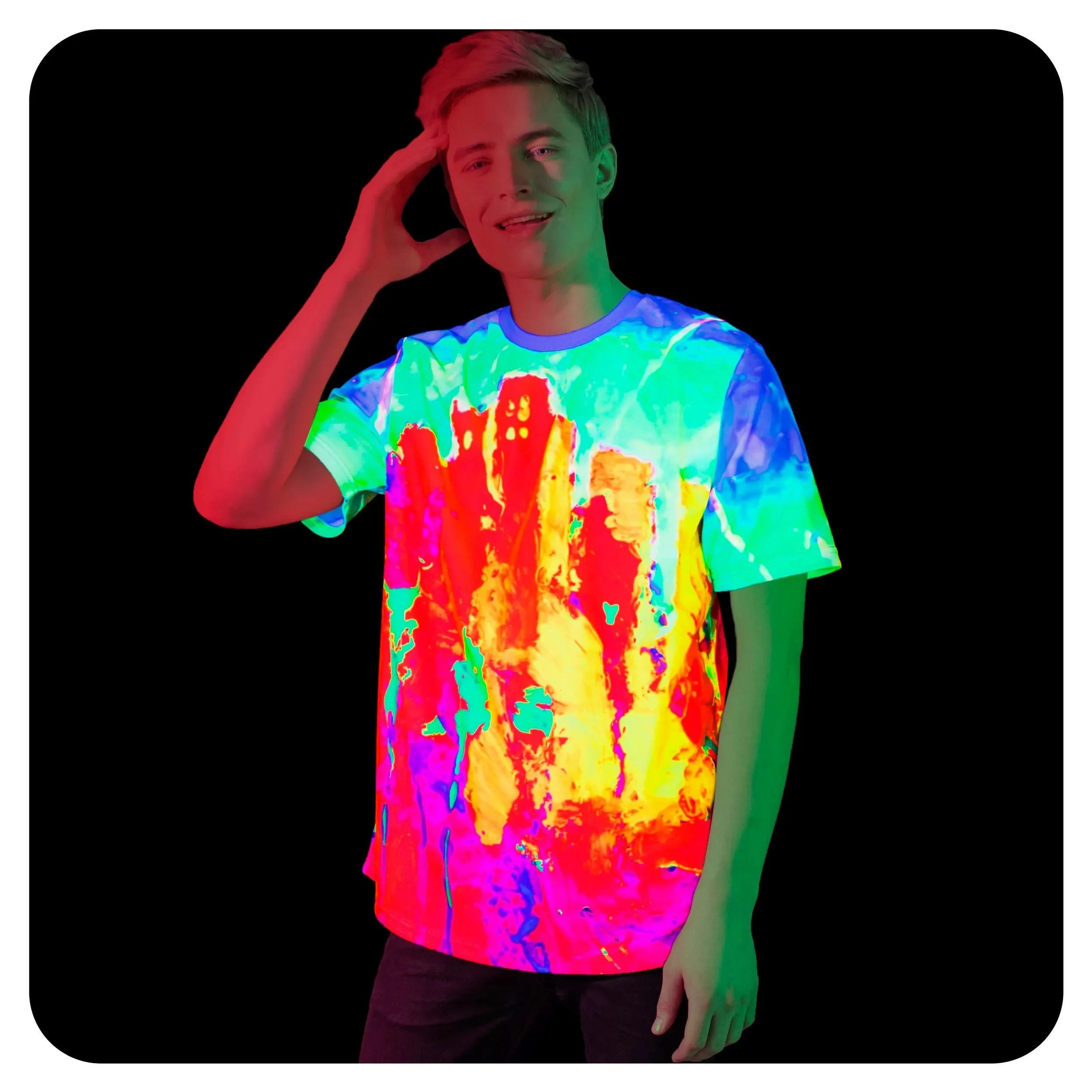 Acid Rave Tshirt Glow in Ultraviolet Fluorescent Drip City