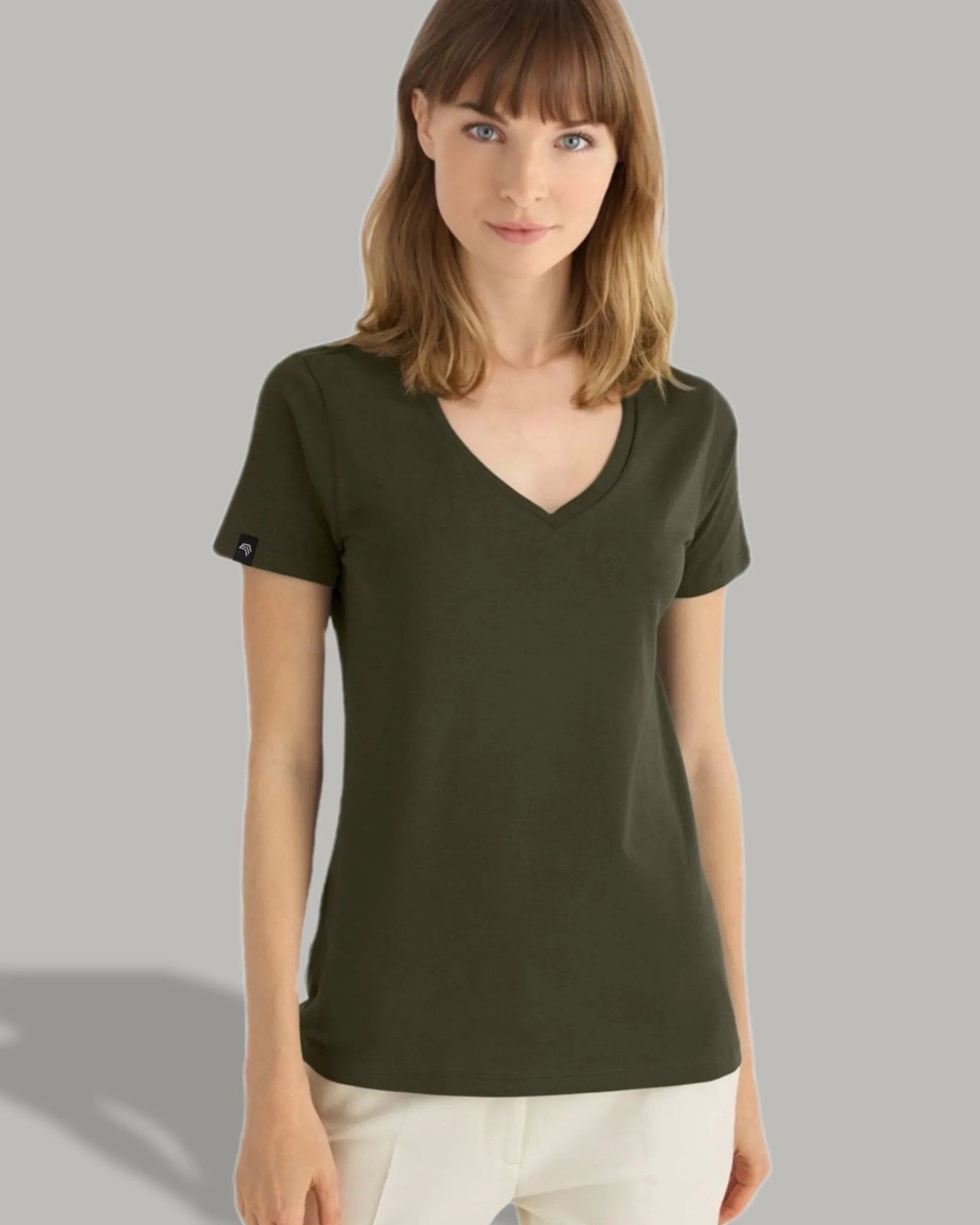 BAC TW045 ― Damen Bio-Baumwolle V-Neck T-Shirt - Schwarz