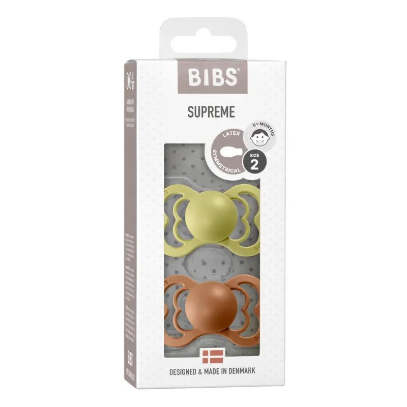 BIBS Supreme Latex Pacifier 2 Pack - Meadow/Earth