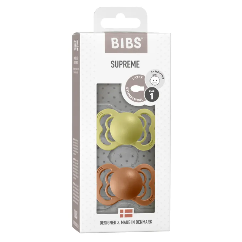 BIBS Supreme Latex Pacifier 2 Pack - Meadow/Earth