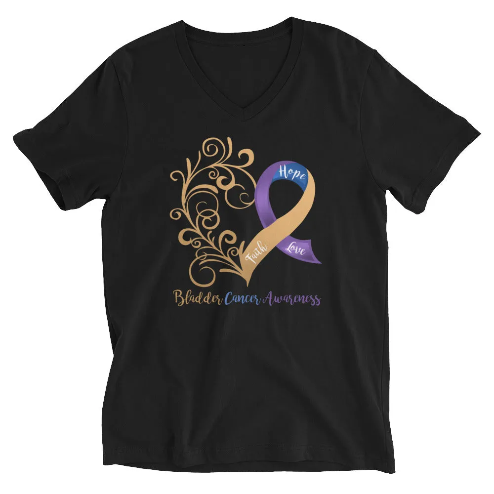 Bladder Cancer Awareness V-Neck Cotton T-Shirt