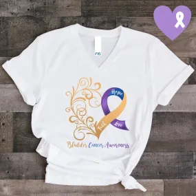 Bladder Cancer Awareness V-Neck Cotton T-Shirt