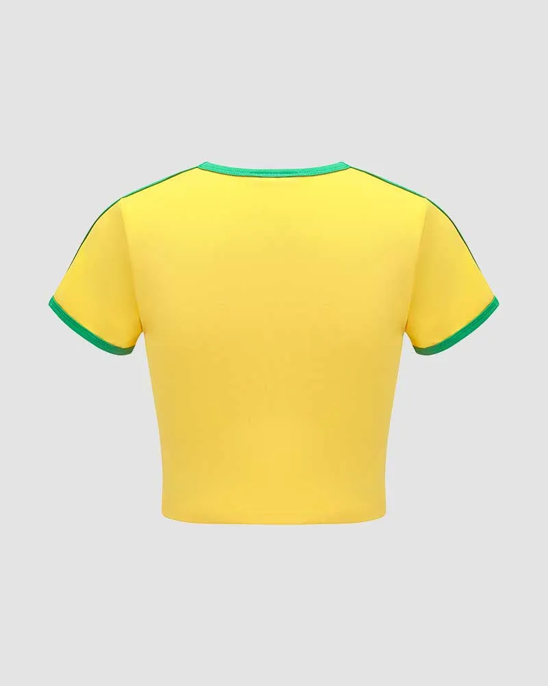 Brasil Cropped Raglan Sports Top