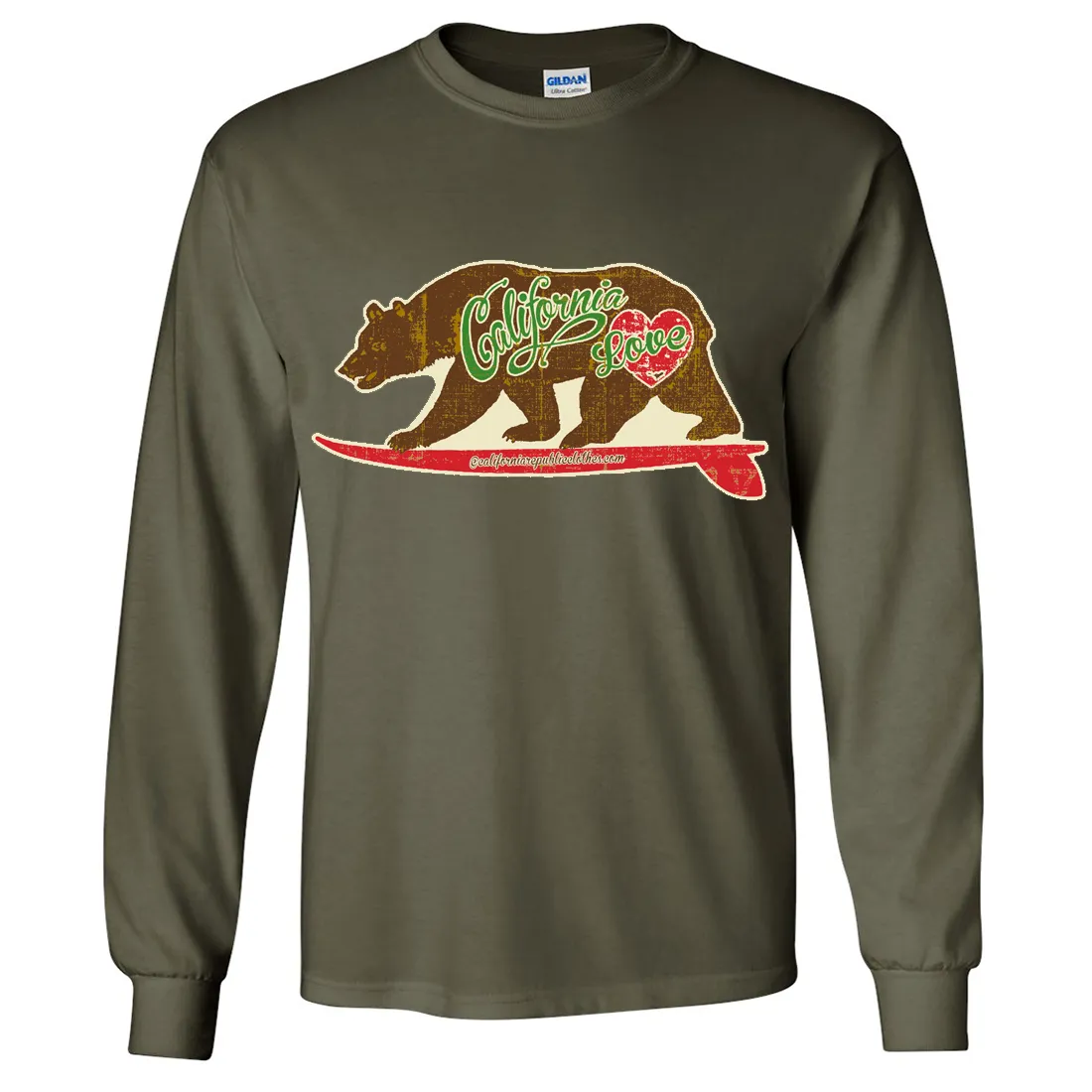 California Love Vintage Surfboard Long Sleeve Shirt