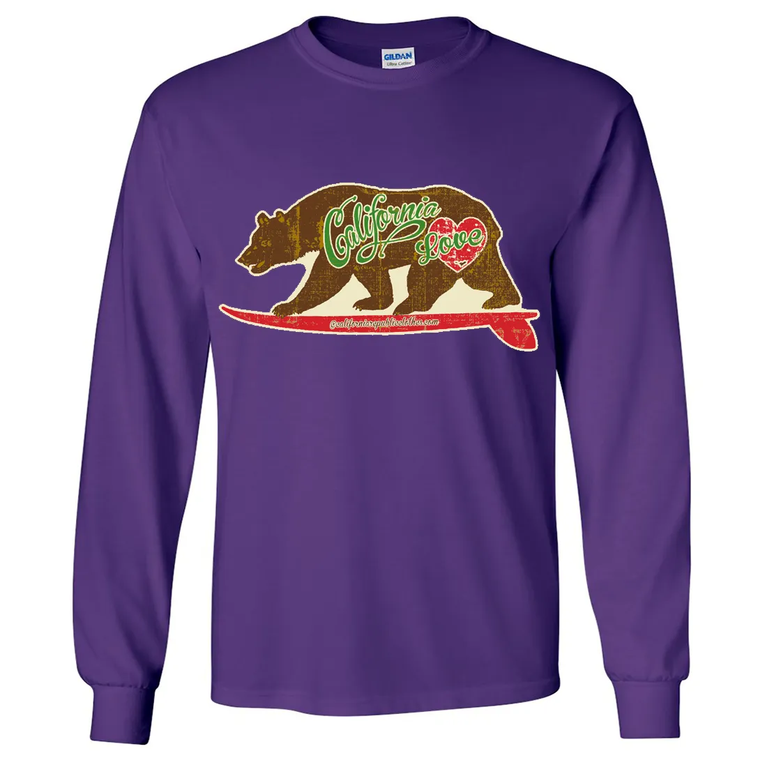 California Love Vintage Surfboard Long Sleeve Shirt