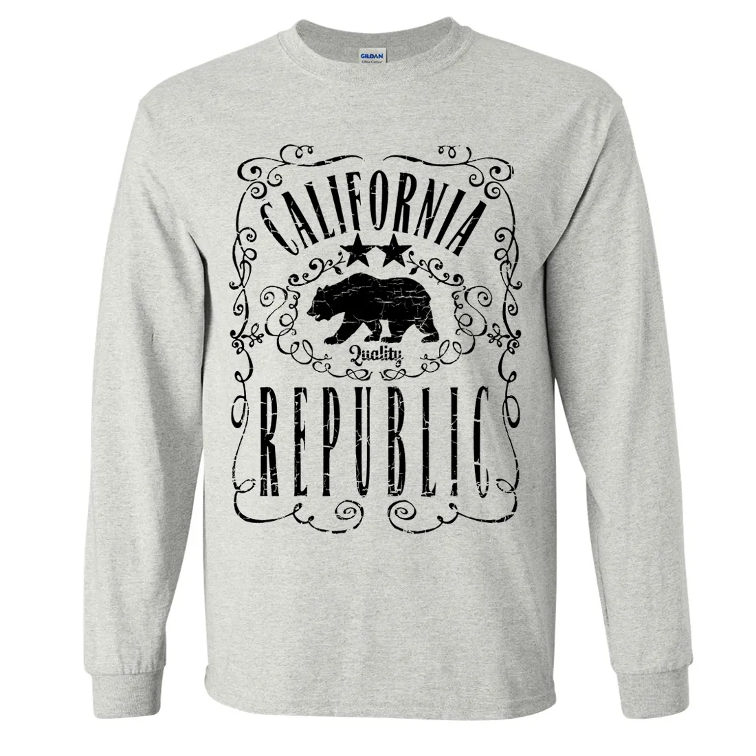 California Republic JD Whiskey Black Print Long Sleeve Shirt