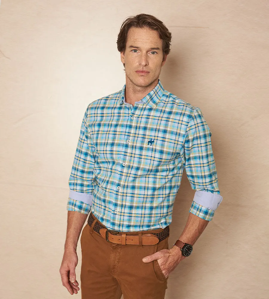 Camisa Cuadros M/L Azul Claro Ref. 114021223