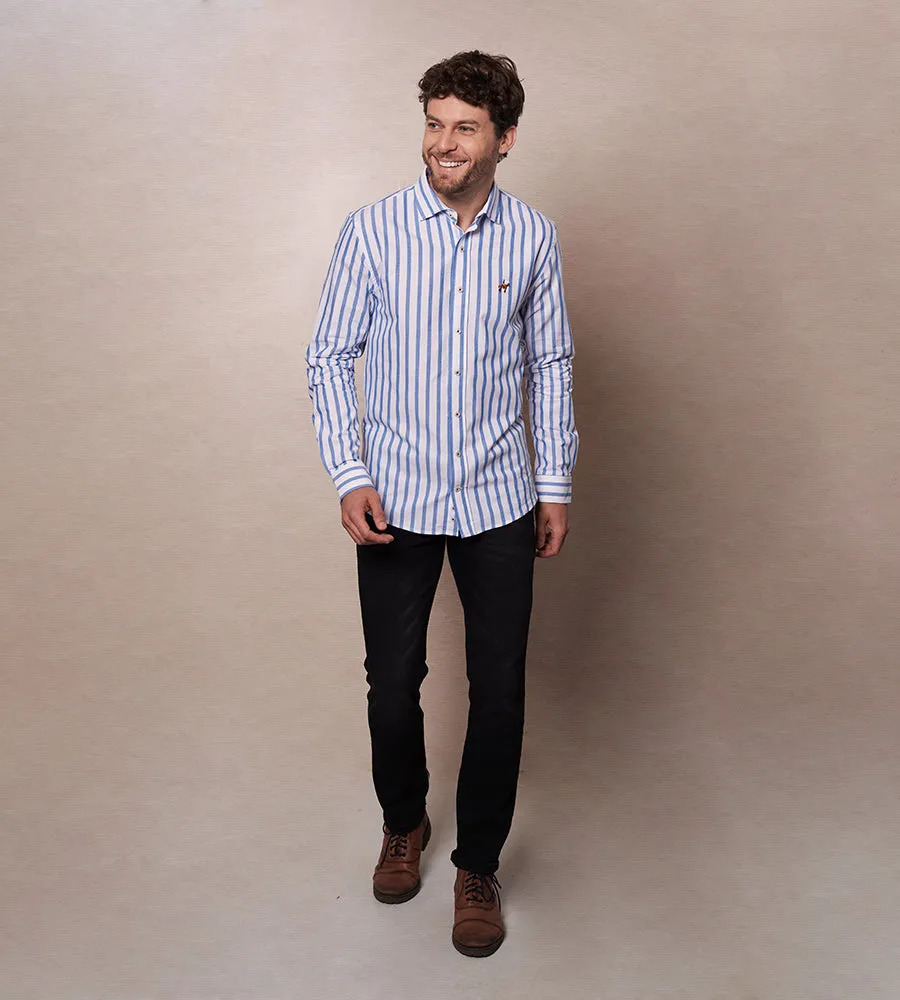 Camisa Rayas M/L Blanco Azul Ref. 116041223