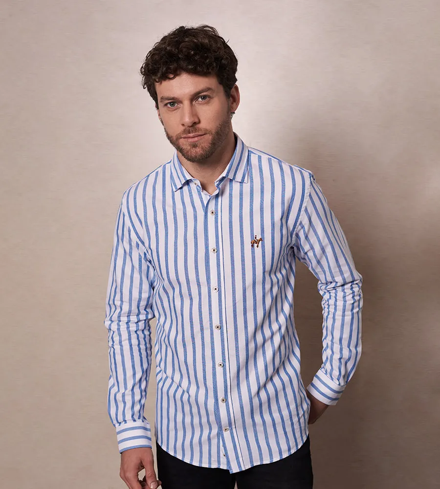 Camisa Rayas M/L Blanco Azul Ref. 116041223