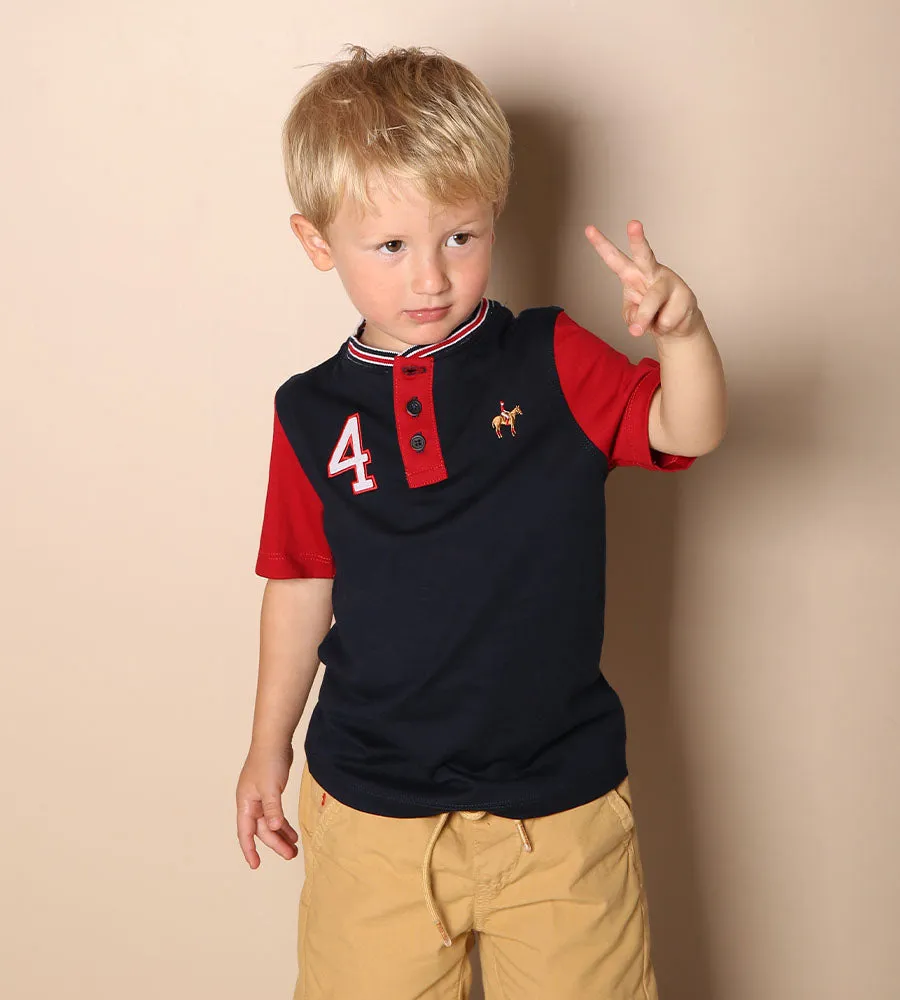 Camiseta Bloques Azul Navy Para Niño Ref. 248021123