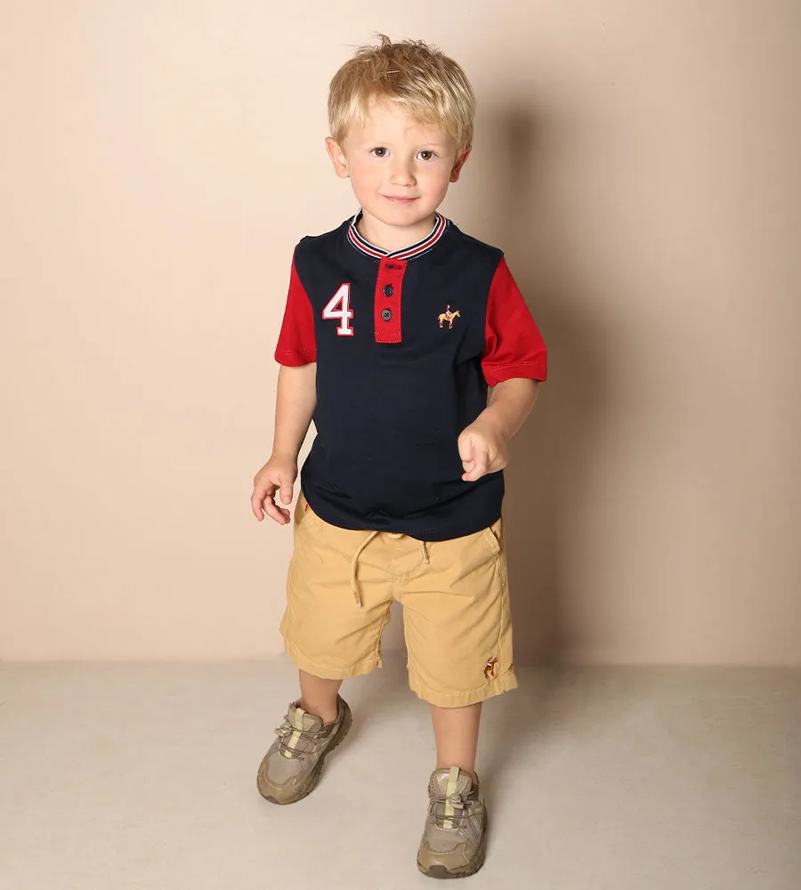 Camiseta Bloques Azul Navy Para Niño Ref. 248021123