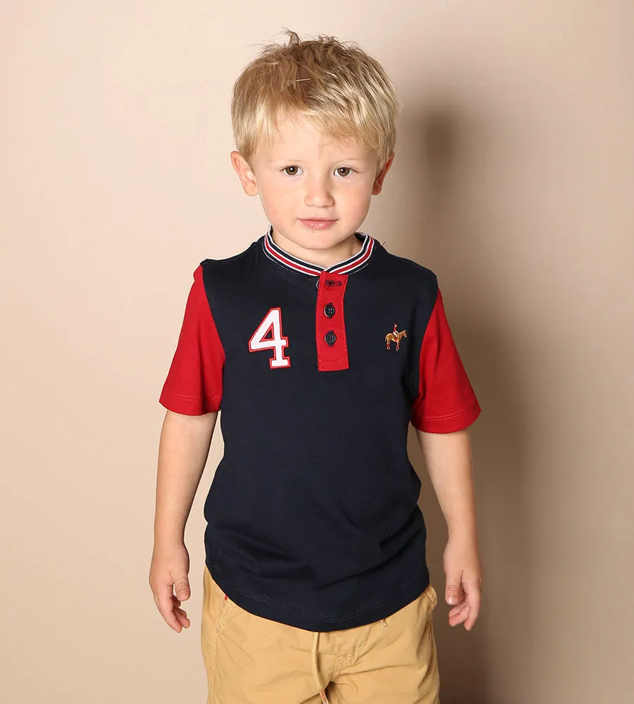 Camiseta Bloques Azul Navy Para Niño Ref. 248021123