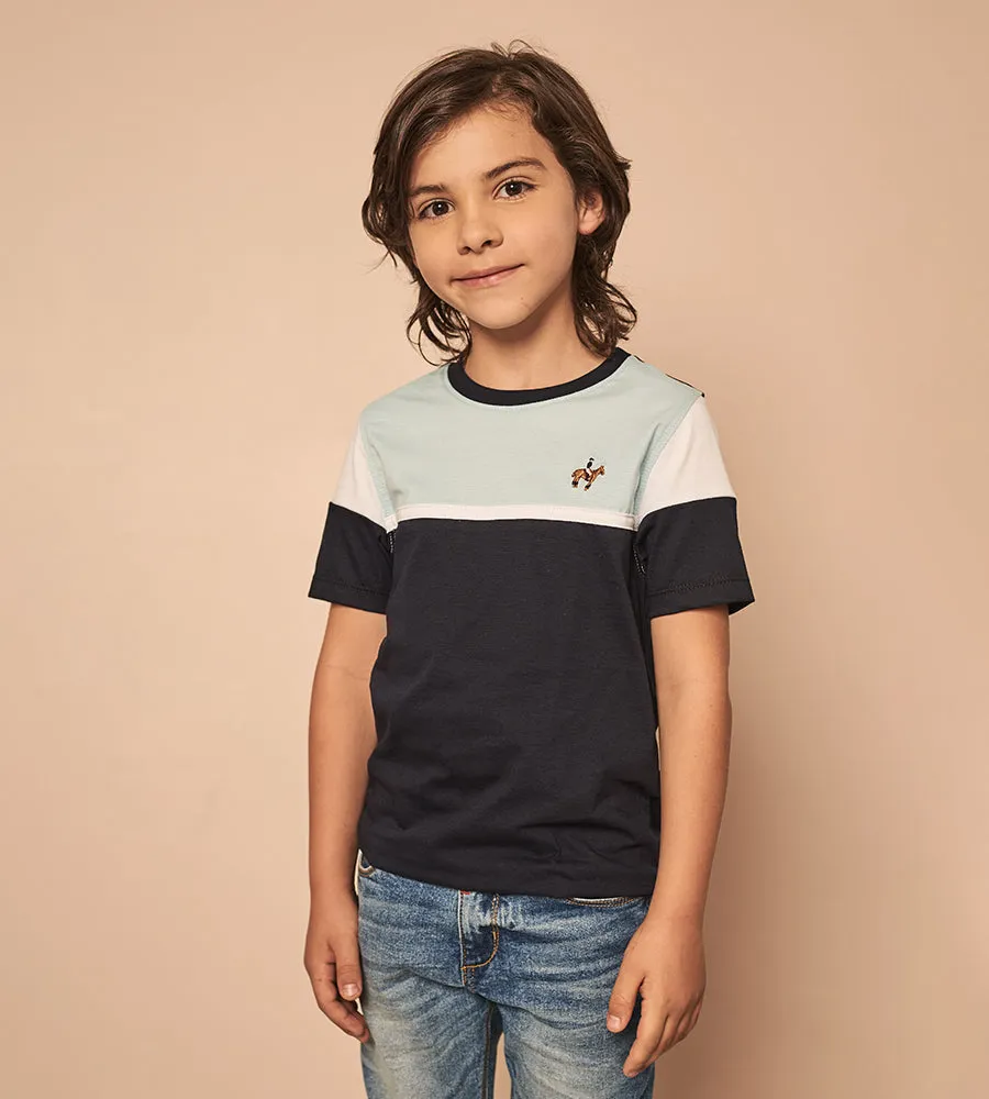 Camiseta Bloques Azul Navy Para Niño Ref. 249011123