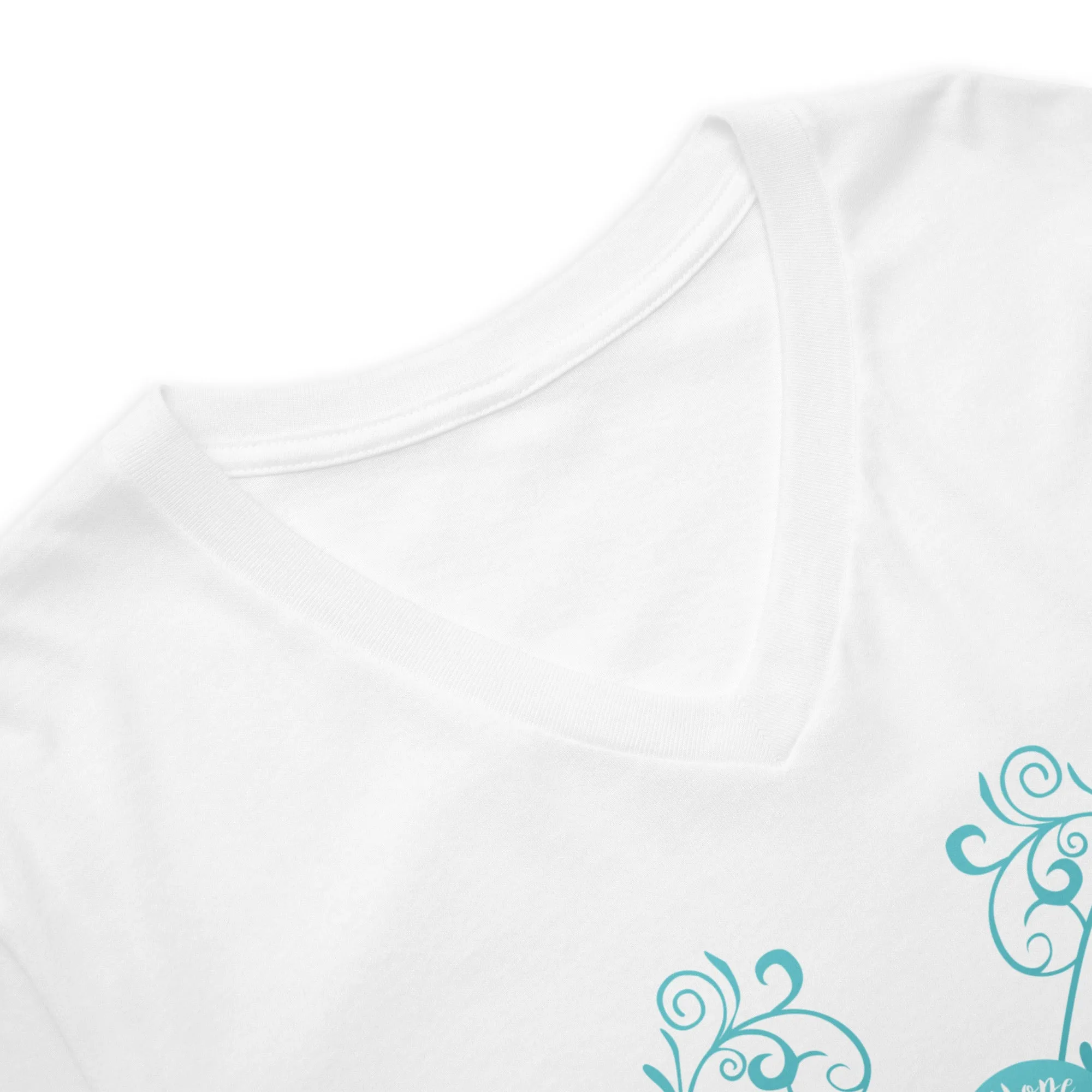 Cervical Cancer Awareness Filigree Butterfly V-Neck T-Shirt