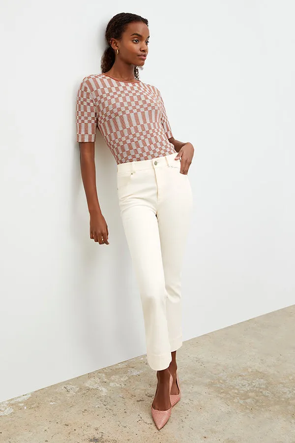 Charli Top - Checkered Knit :: Red Clay / Natural