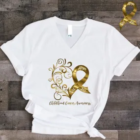 Childhood Cancer Awareness V-Neck Adult T-Shirt