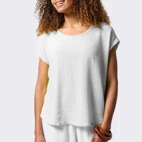 Crinkle Linen Top - White