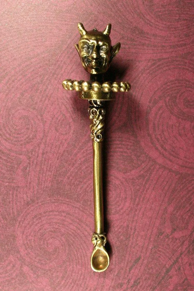 Devil Spoon with Bottle - Antique Brass Finish