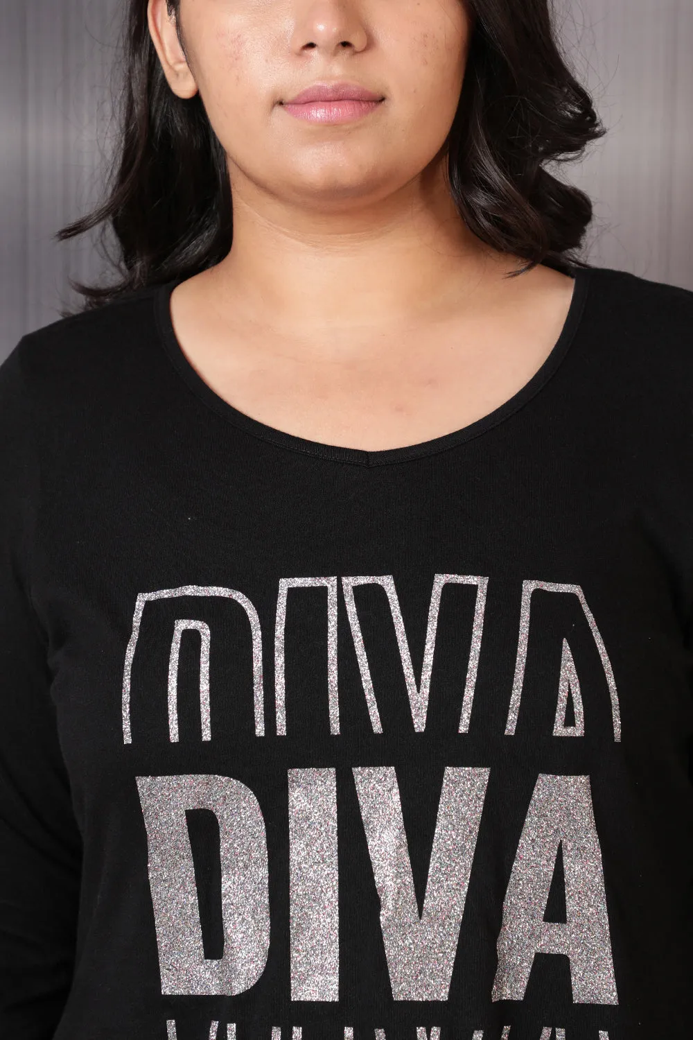 Diva Black Printed Party Tshirt