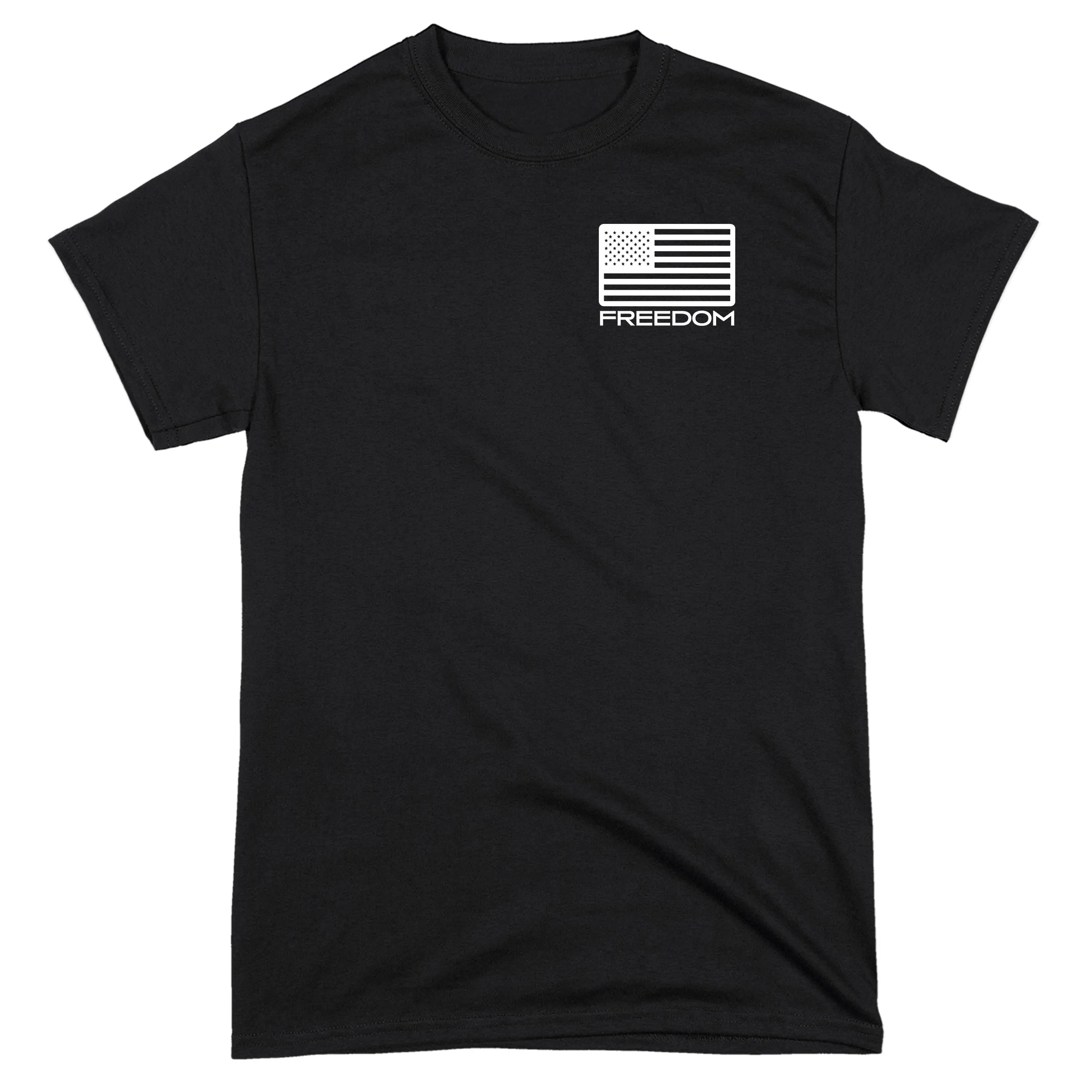 Freedom Wht Flag Chest Seal Black Tee