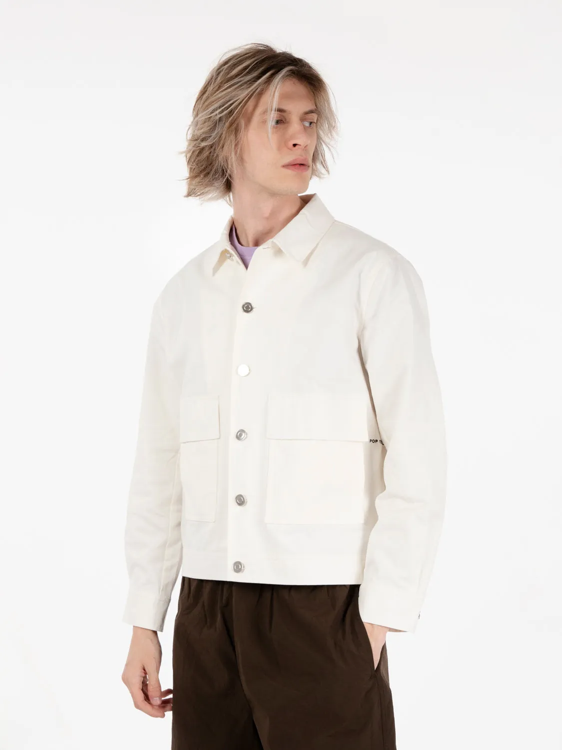 Full button linen jacket off white