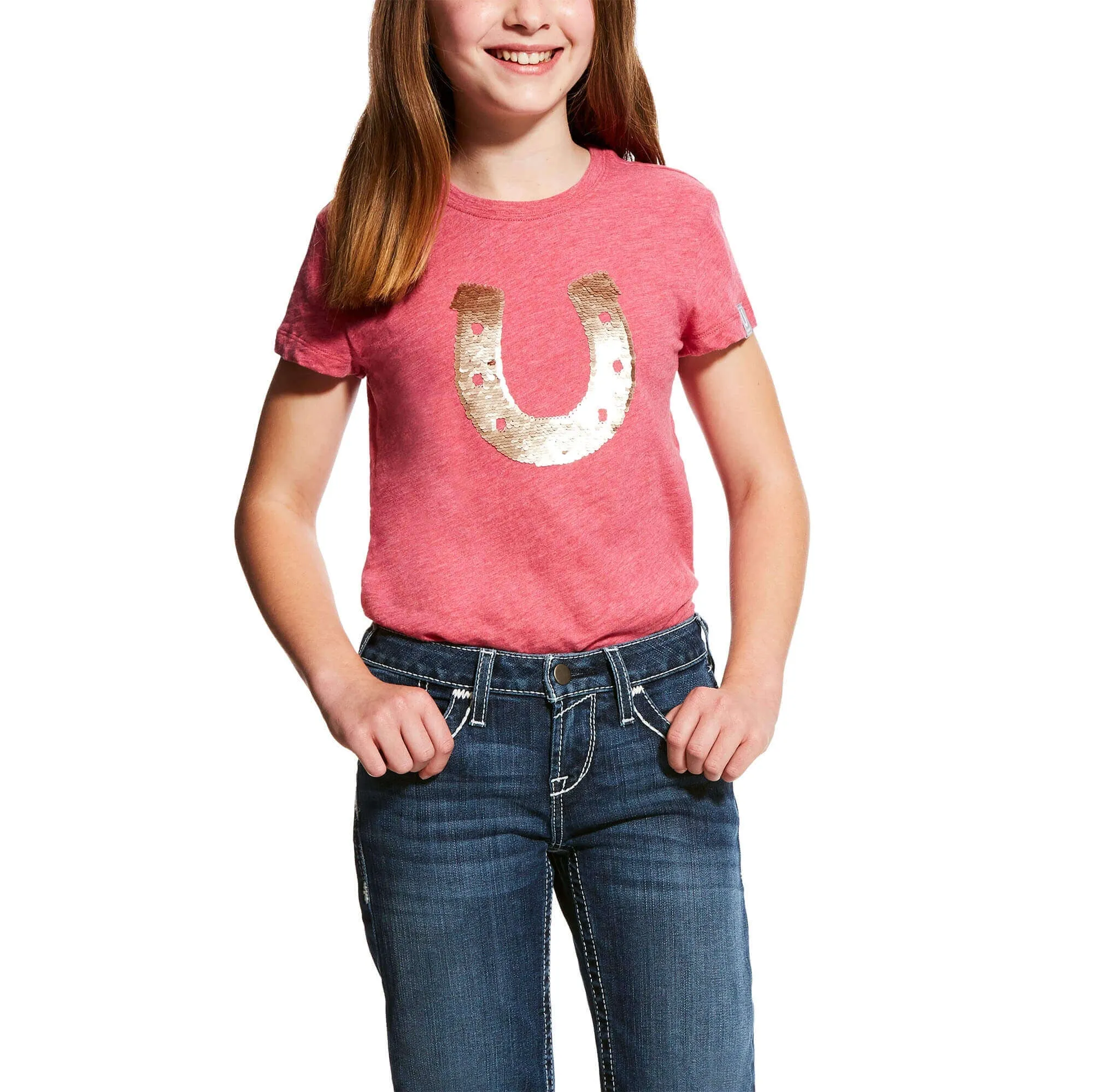 Girl's Ariat Sequin Shoe Tee Rose Violet Heather