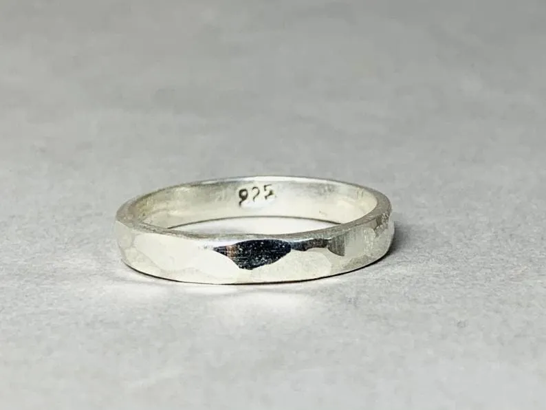 Hammered Ring, Stack Ring, 925 Silver Ring, Stacking Ring, Silver Stacking Ring, Silver Ring, Sterling Silver Ring, Silver Hammered Ring