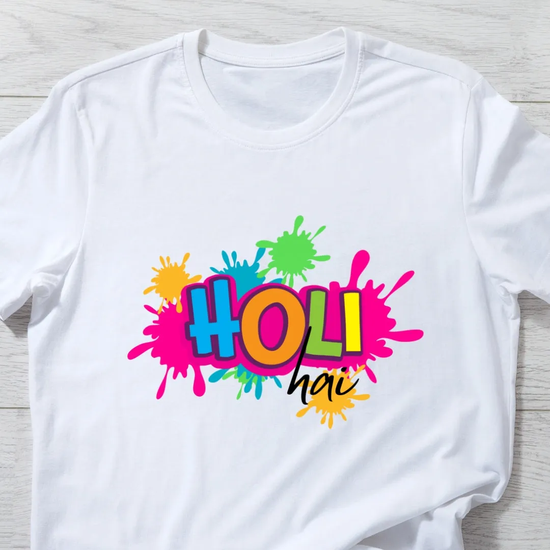 Holi hai T-shirt in White ( Unisex )