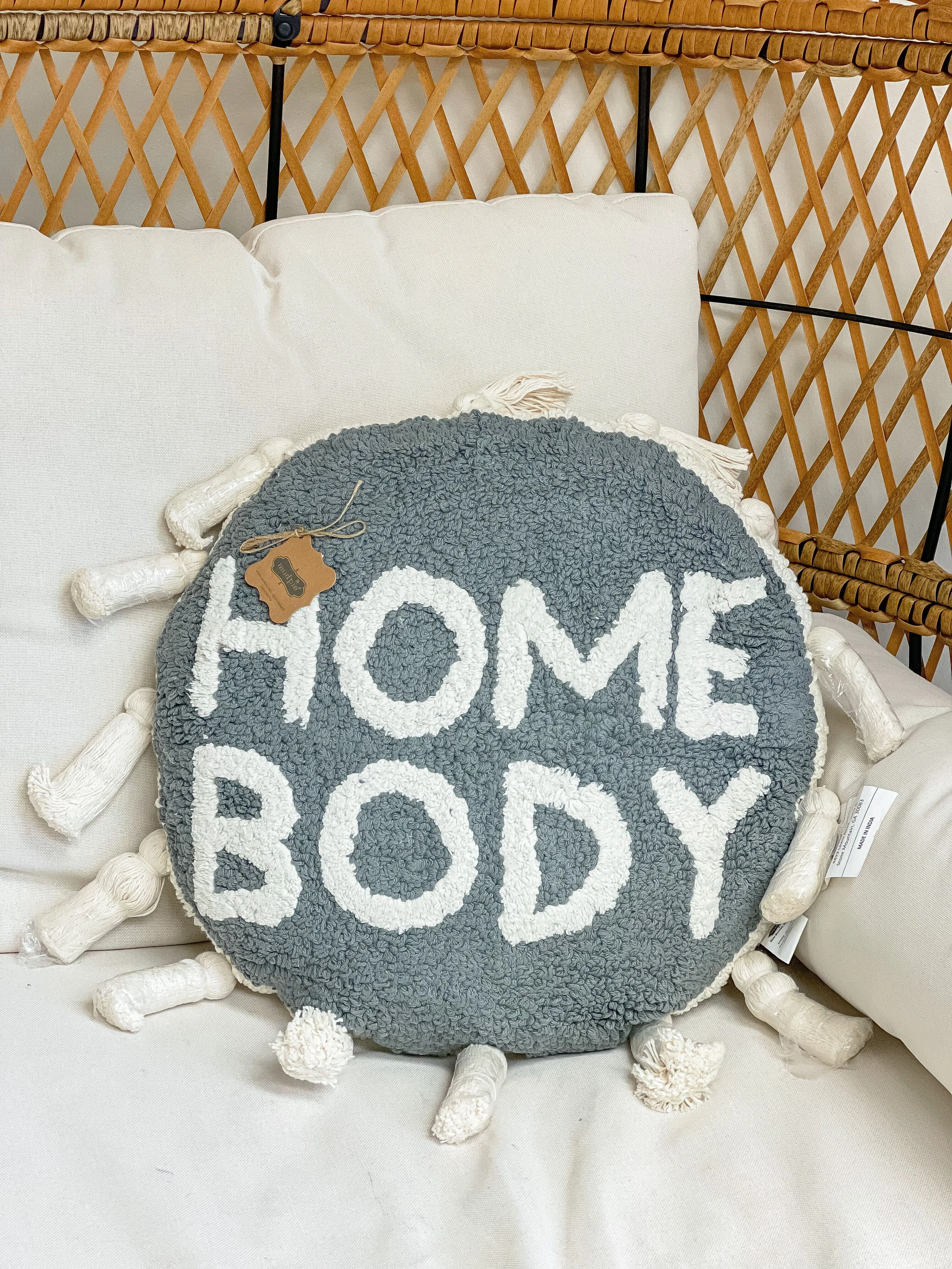 'Homebody' Tufted Round Pillow by Mud Pie