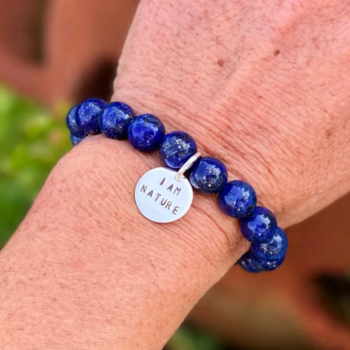 I am Nature Affirmation Bracelet with Lapis Lazuli to Help You Evolve