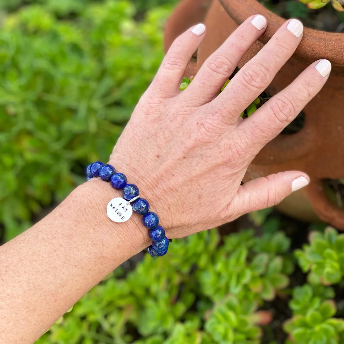 I am Nature Affirmation Bracelet with Lapis Lazuli to Help You Evolve