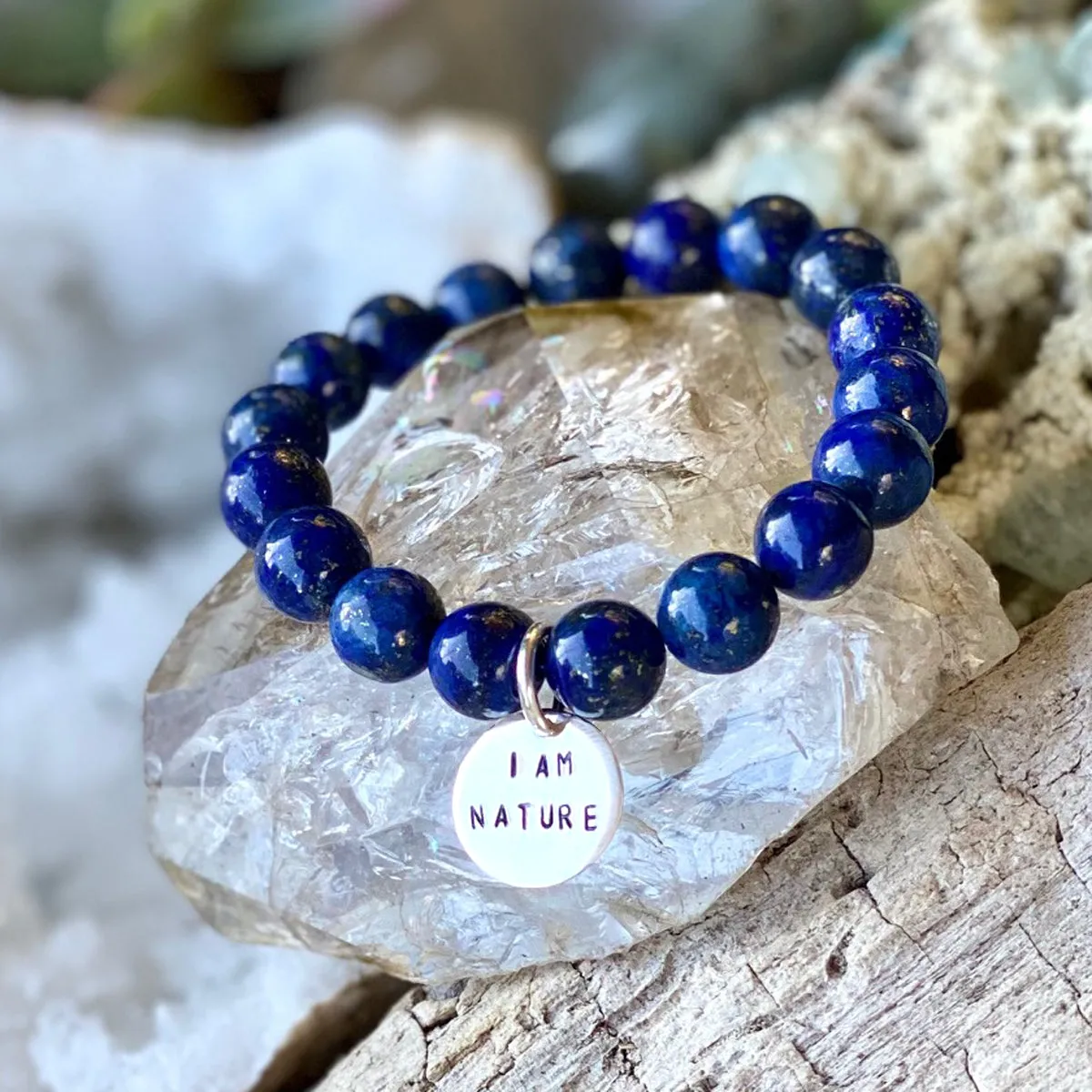 I am Nature Affirmation Bracelet with Lapis Lazuli to Help You Evolve