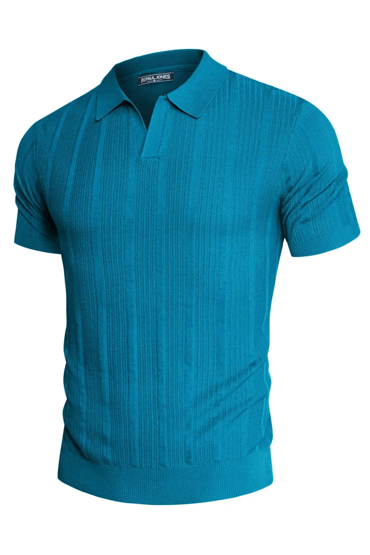 Mens Polo Shirts Textured Knit V-Neck Golf Polo Shirts