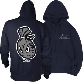 Money Bag - Navy Zipper Hoodie Sweatshirt