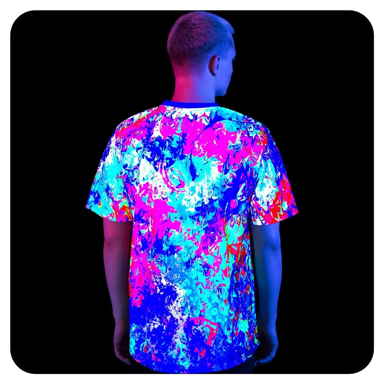 Neon Art Rave T-Shirt Glow in UV Fluorescent Moka Creation