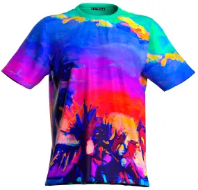 Neon Tshirt Glow in Blacklight Fluorescent Paradise Palms