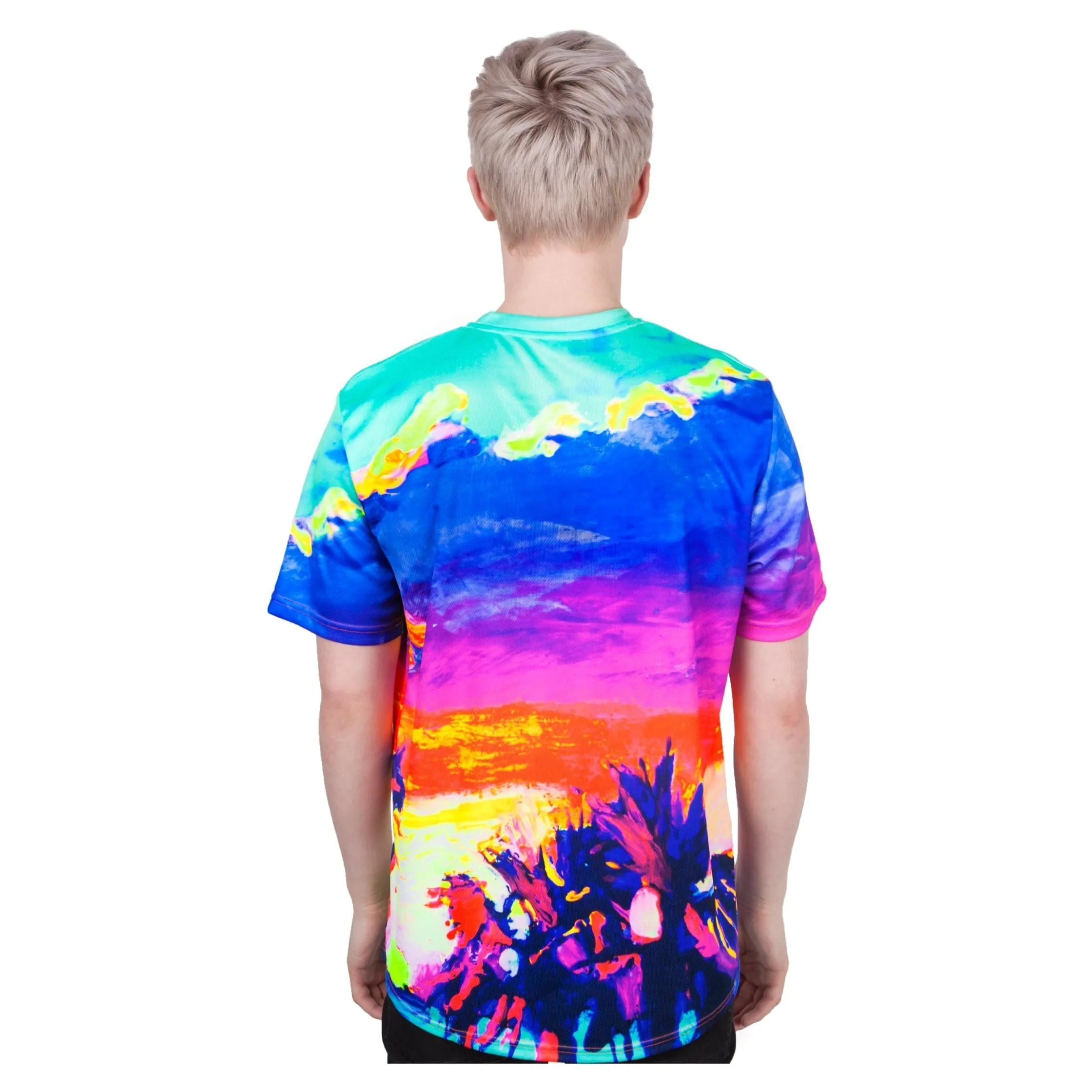 Neon Tshirt Glow in Blacklight Fluorescent Paradise Palms