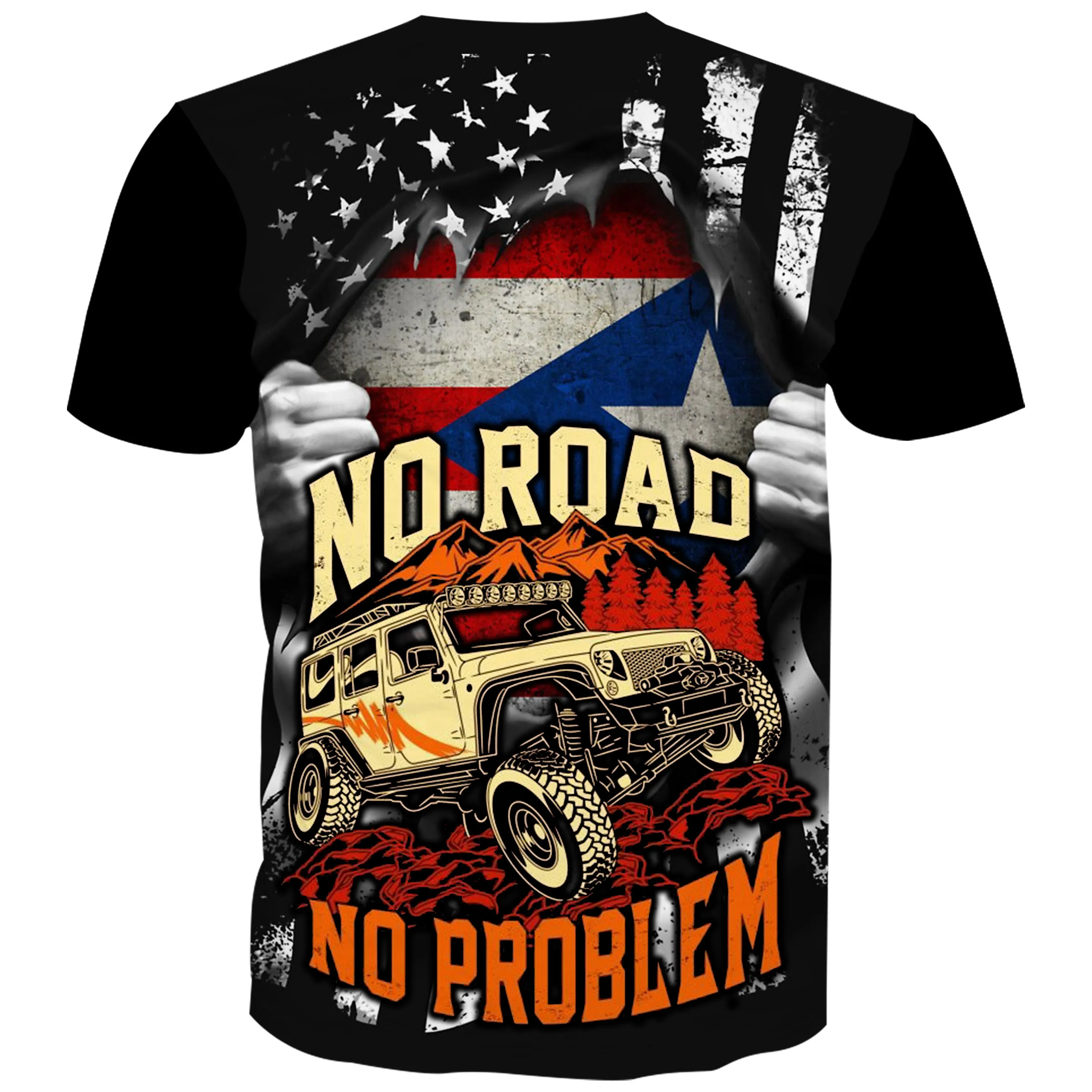 No Roads No Problem - Puerto Rico Flag T-Shirt