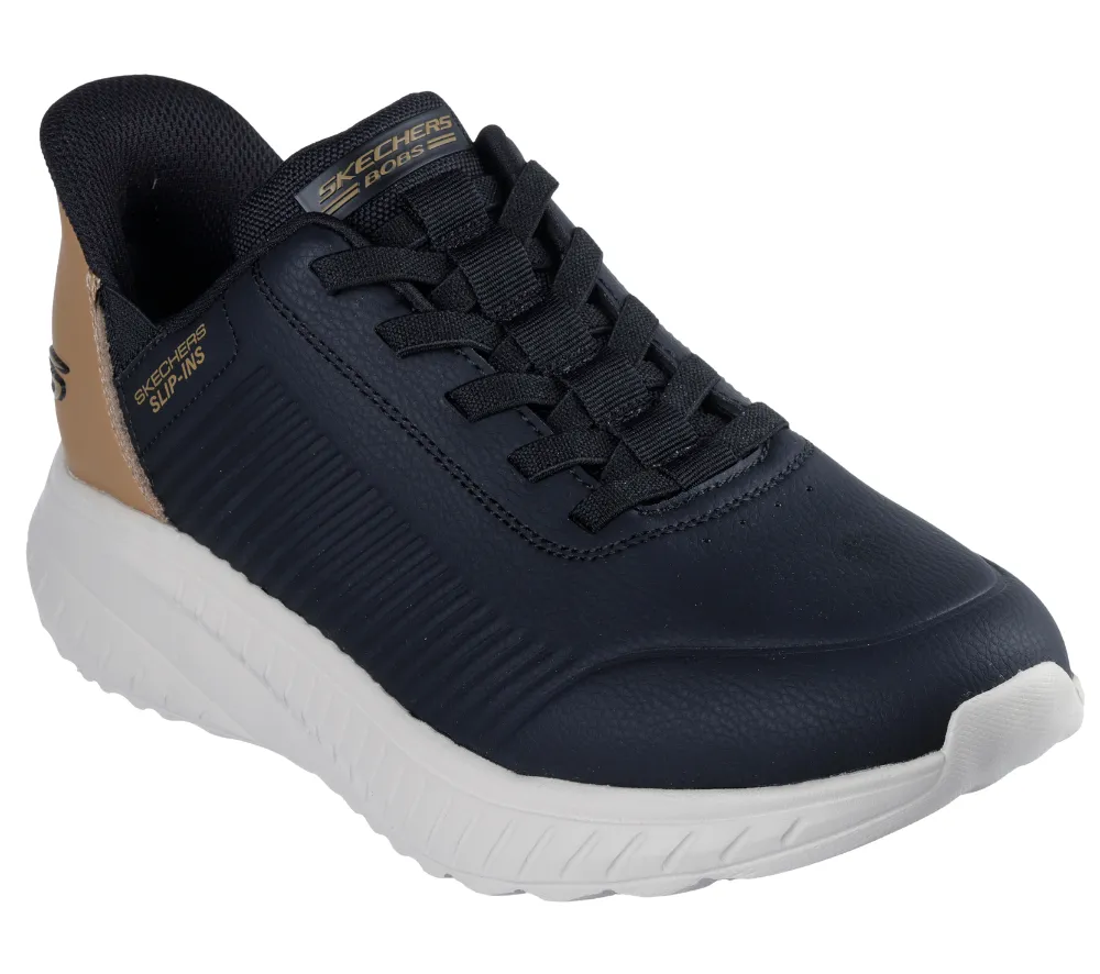 Pantofi sport, barbati, SKECHERS BOBS SQUAD CHAOS-HEEL PREFERRED 118305-BLK negru, piele ecologcia