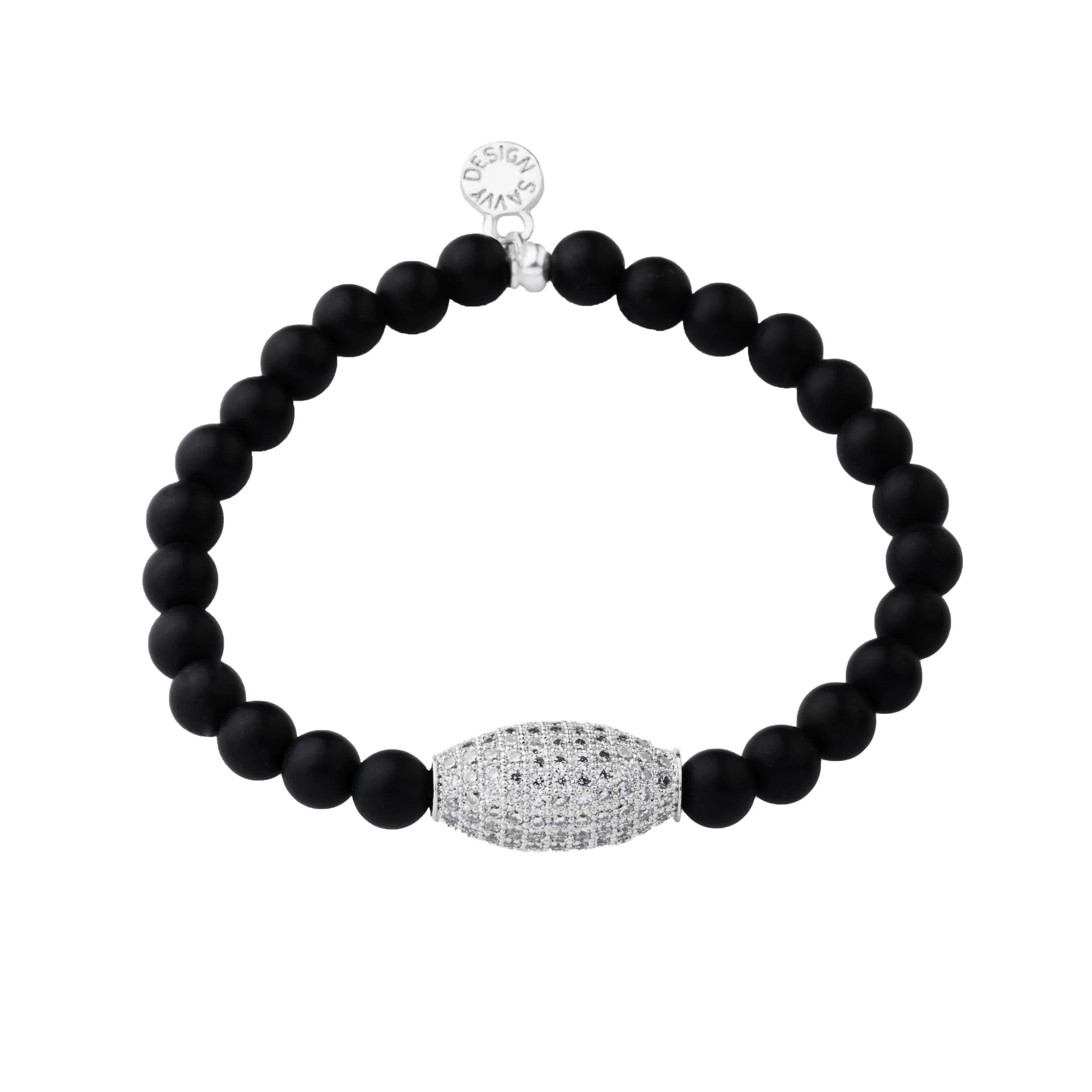 Pave Bead | Little Layer Bracelet | Matte Onyx - Intention | Silver