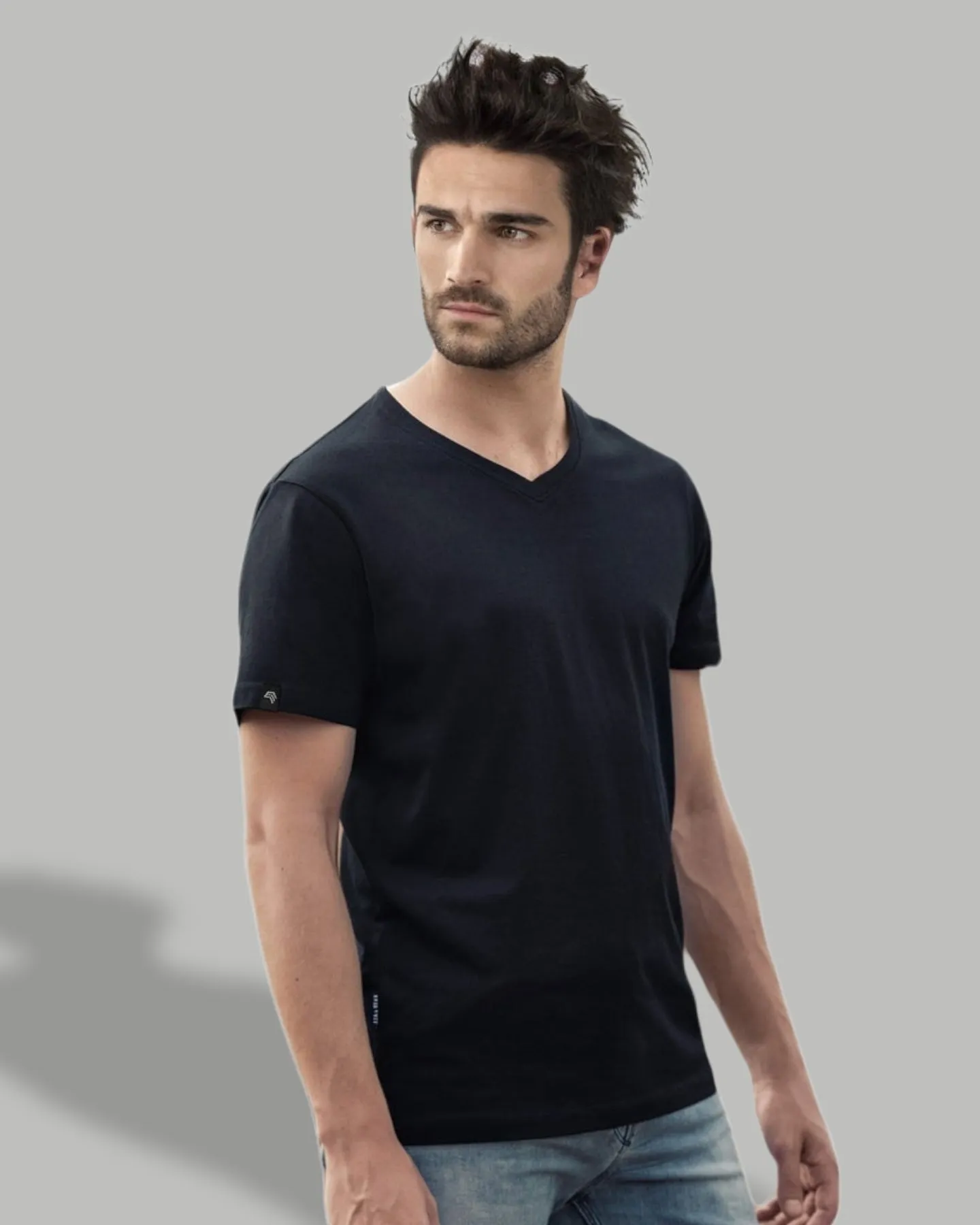 RMH 0102 ― Herren Luxury Bio-Baumwolle V-Neck T-Shirt - Rot Bordeaux