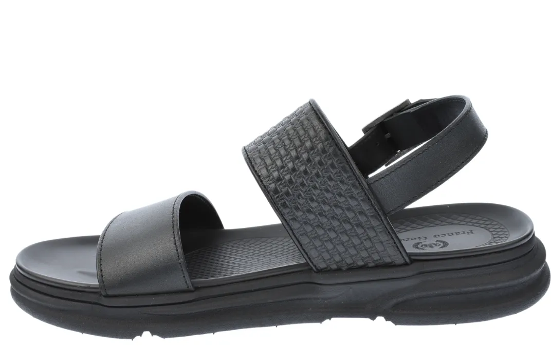 Sandale casual, barbati, MELS 08-300A, negru, piele naturala