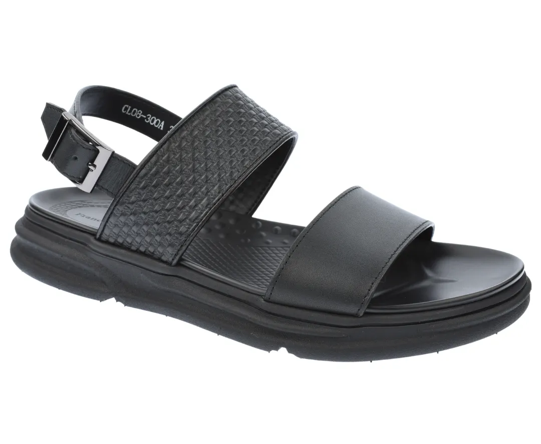 Sandale casual, barbati, MELS 08-300A, negru, piele naturala